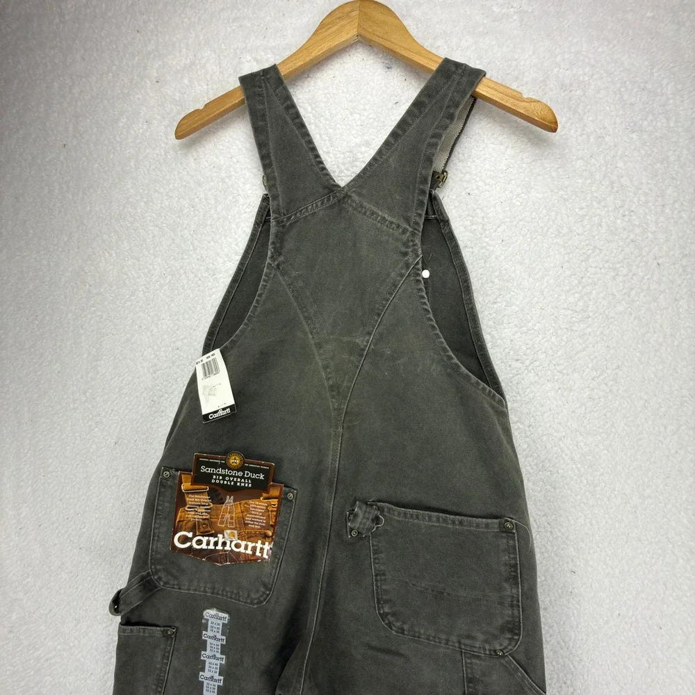 Carhartt Sandstone Bib Overall Double Knee Men 32X30 R06 MOS Green NWT NOS